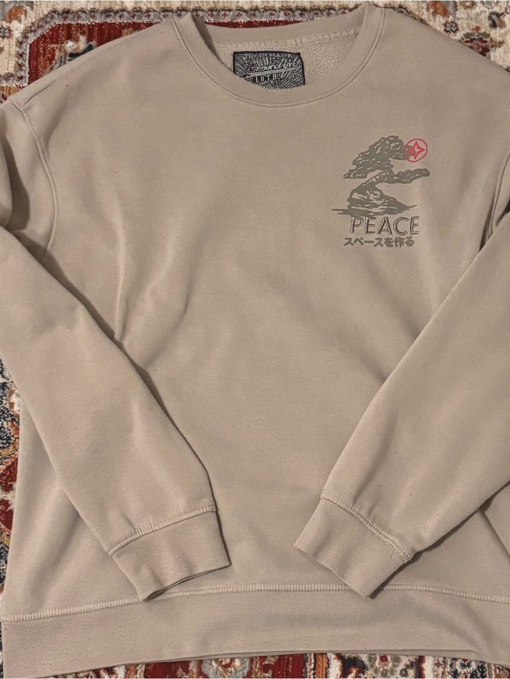 Brooklyn Cloth Beige Crewneck Sweatshirt with Peace Graphic